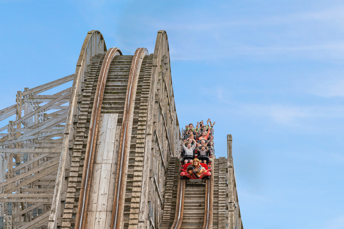 roller coaster car going down