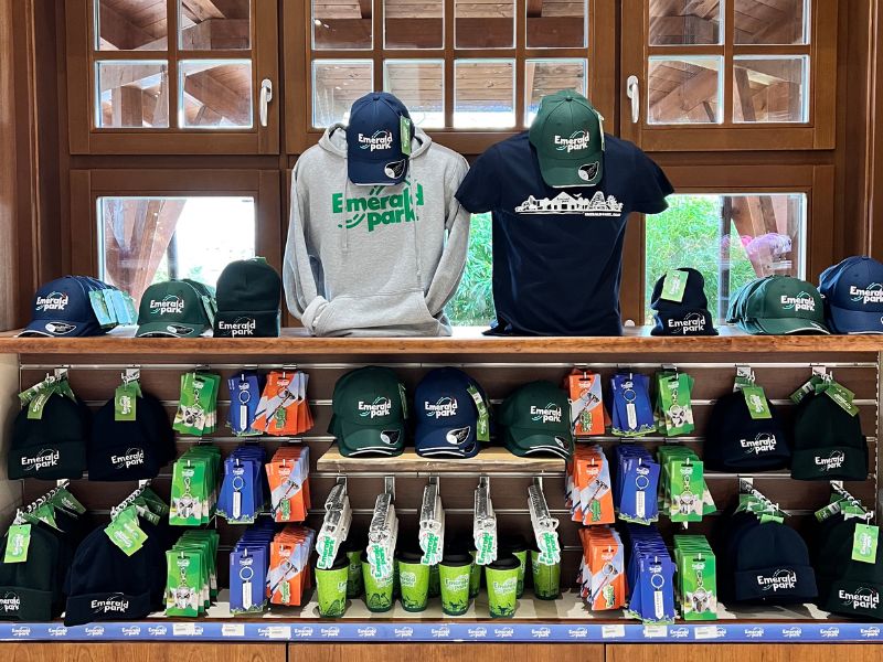 an image of a gift shop stocked with branded Emerald Park merchandise