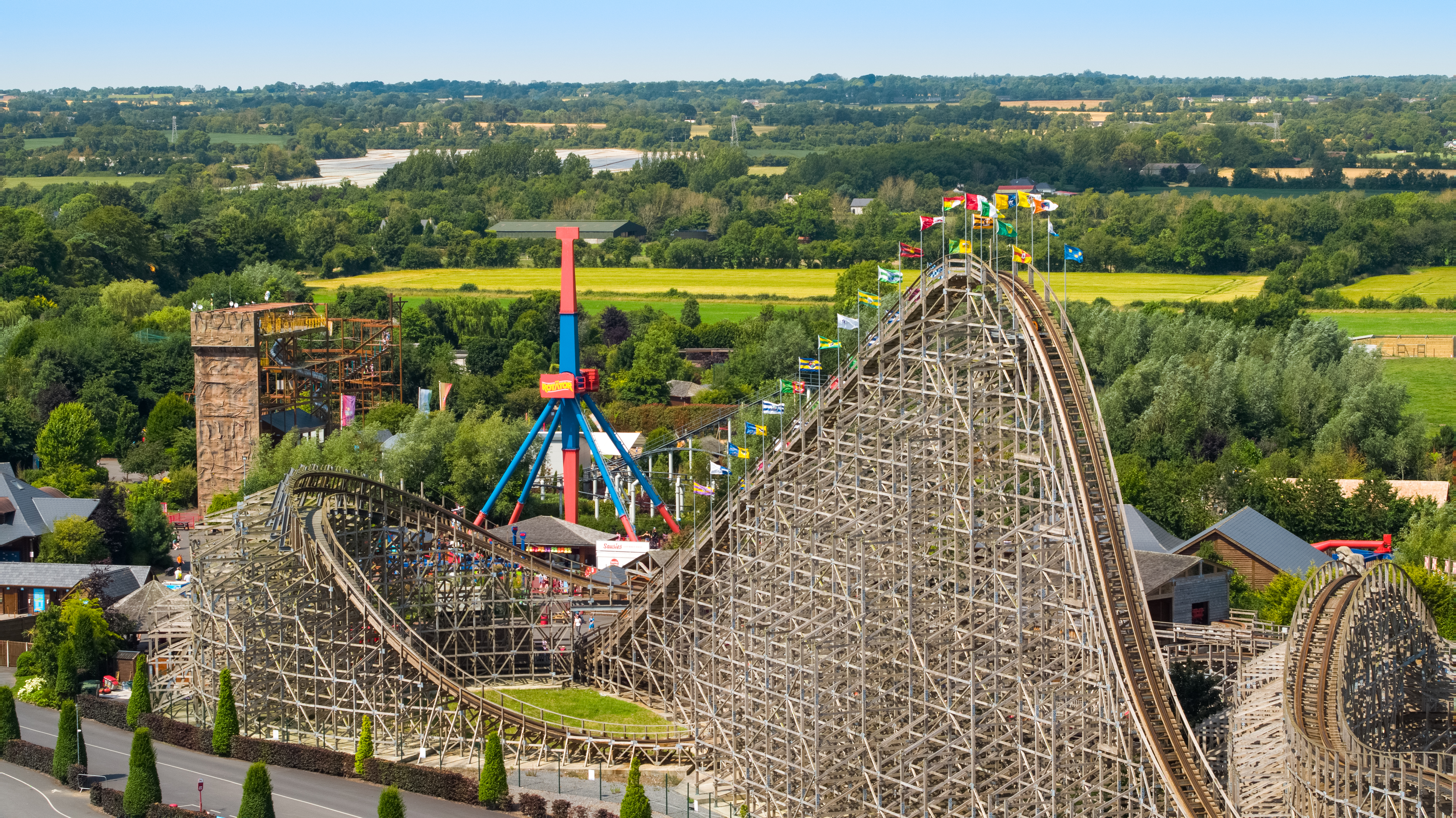 Aerial View of Cu Chulainn Rollercoaster at Emerald Park