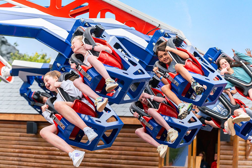 close up of children on a ride at emerald park