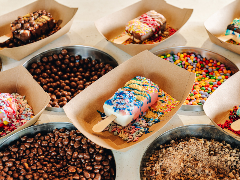 A selection of the ice cream and toppings at Emerald park