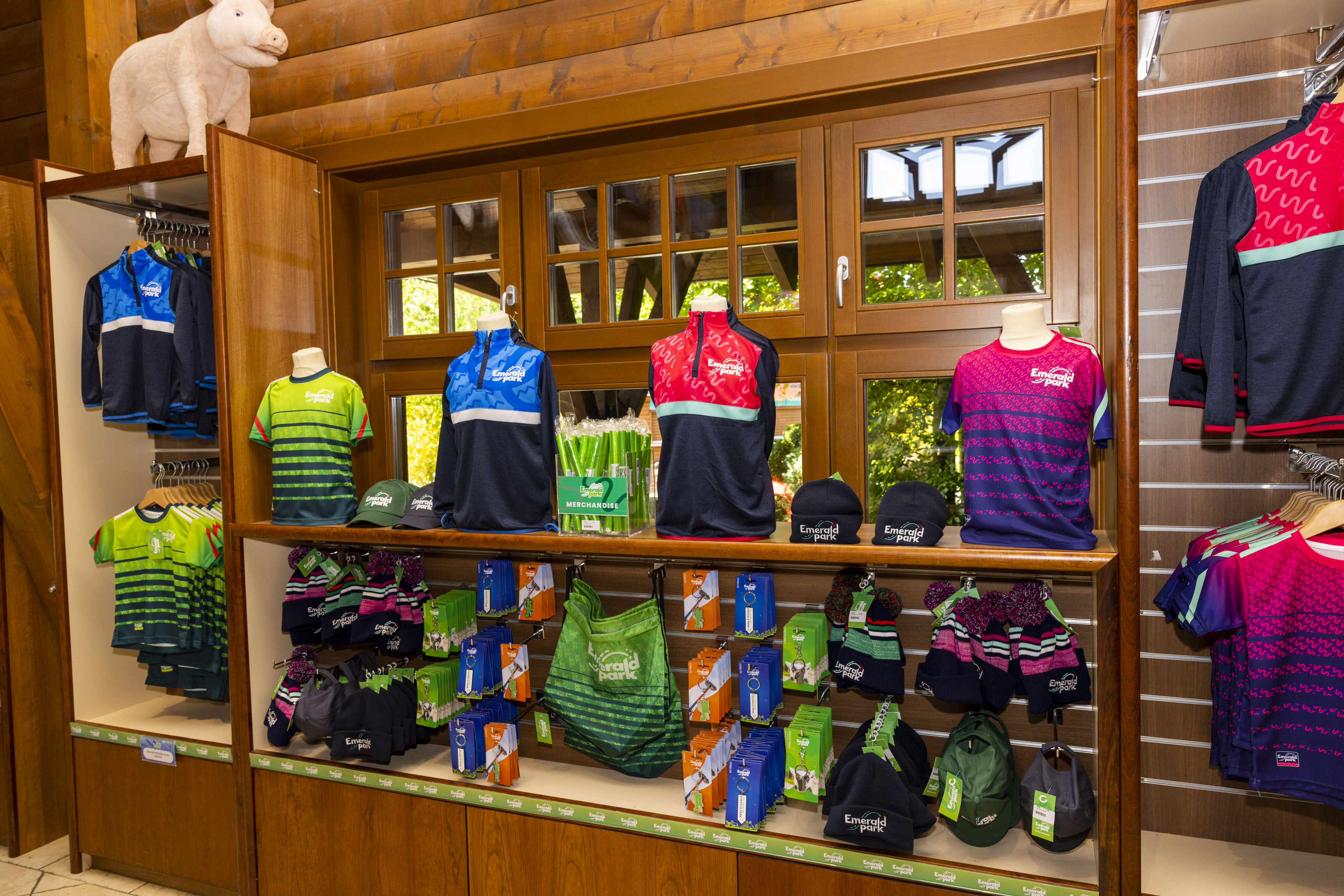 an image of Emerald Park branded merchandise in the Emerald Park gift shop