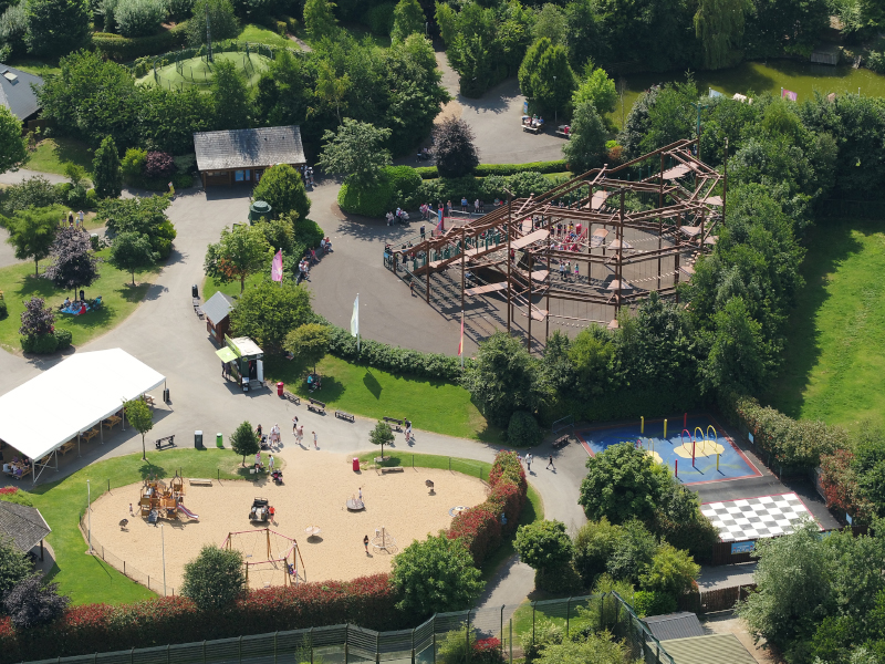 Aerial perspective of the theme park's sky walk