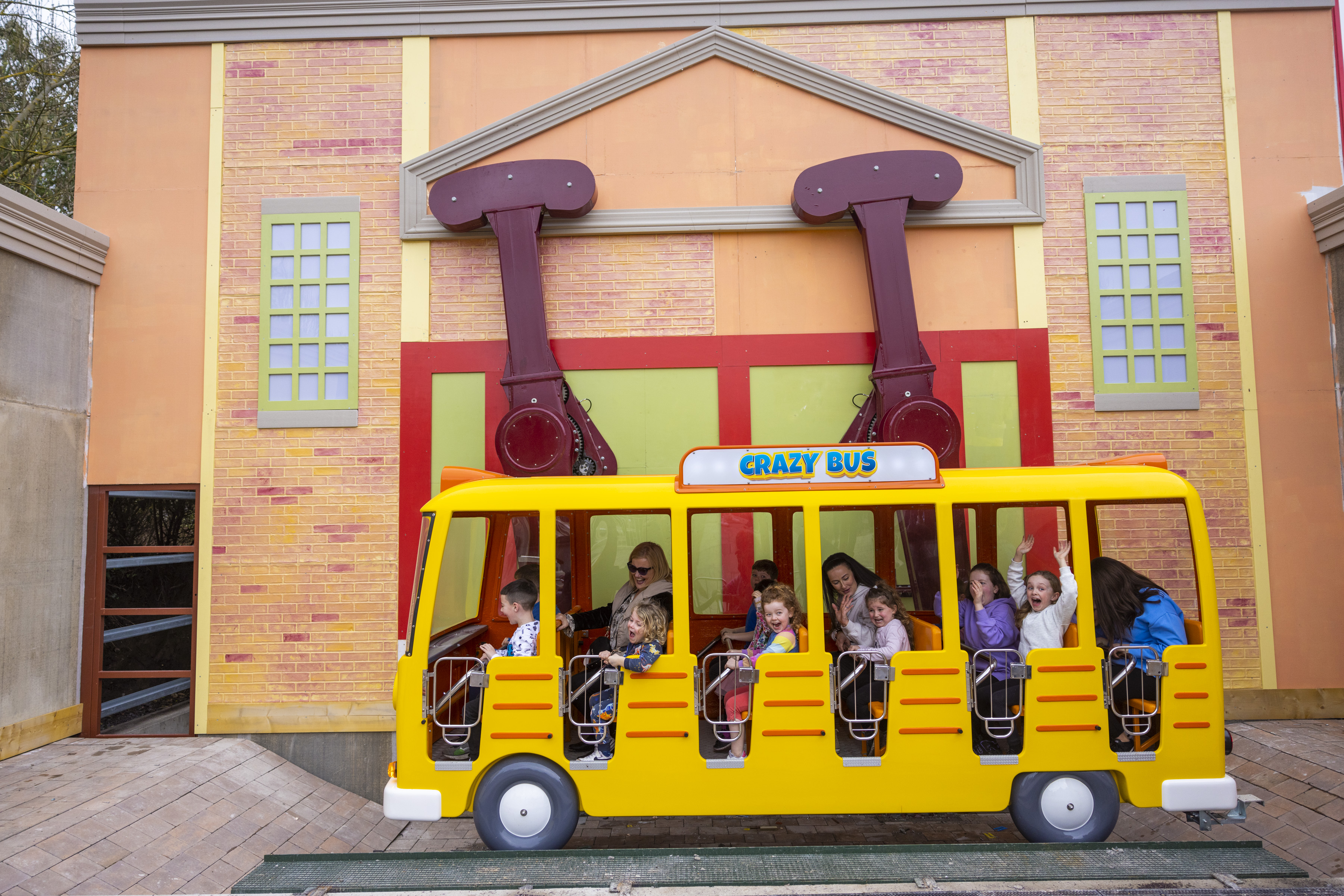 a yellow school bus themed attraction