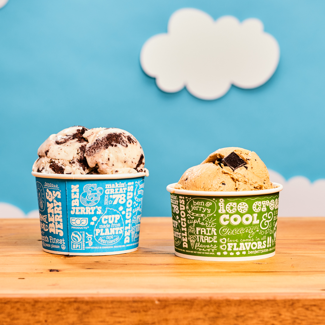two Ben & Jerry's ice cream tubs