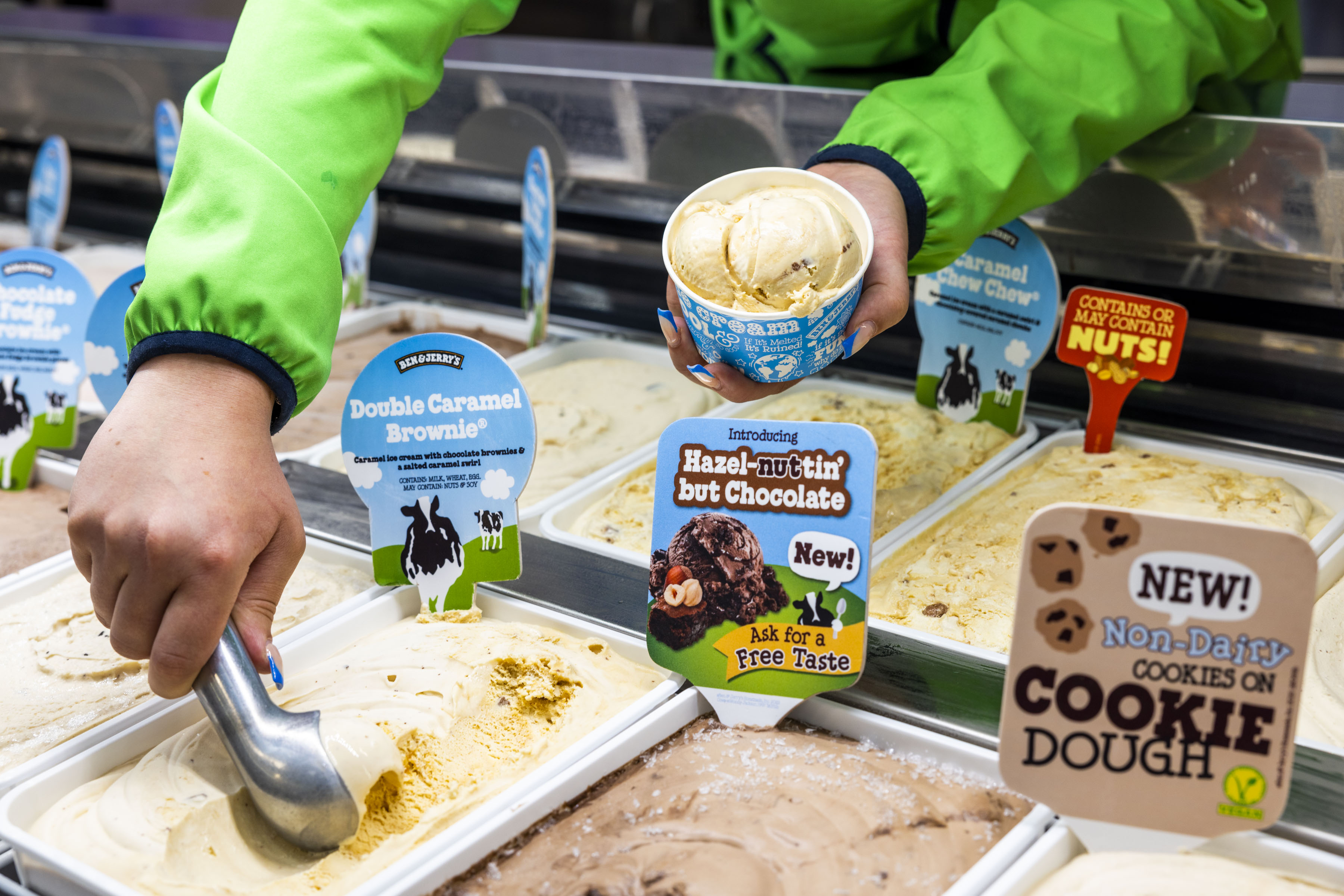 Scooping Ben & Jerry's ice cream