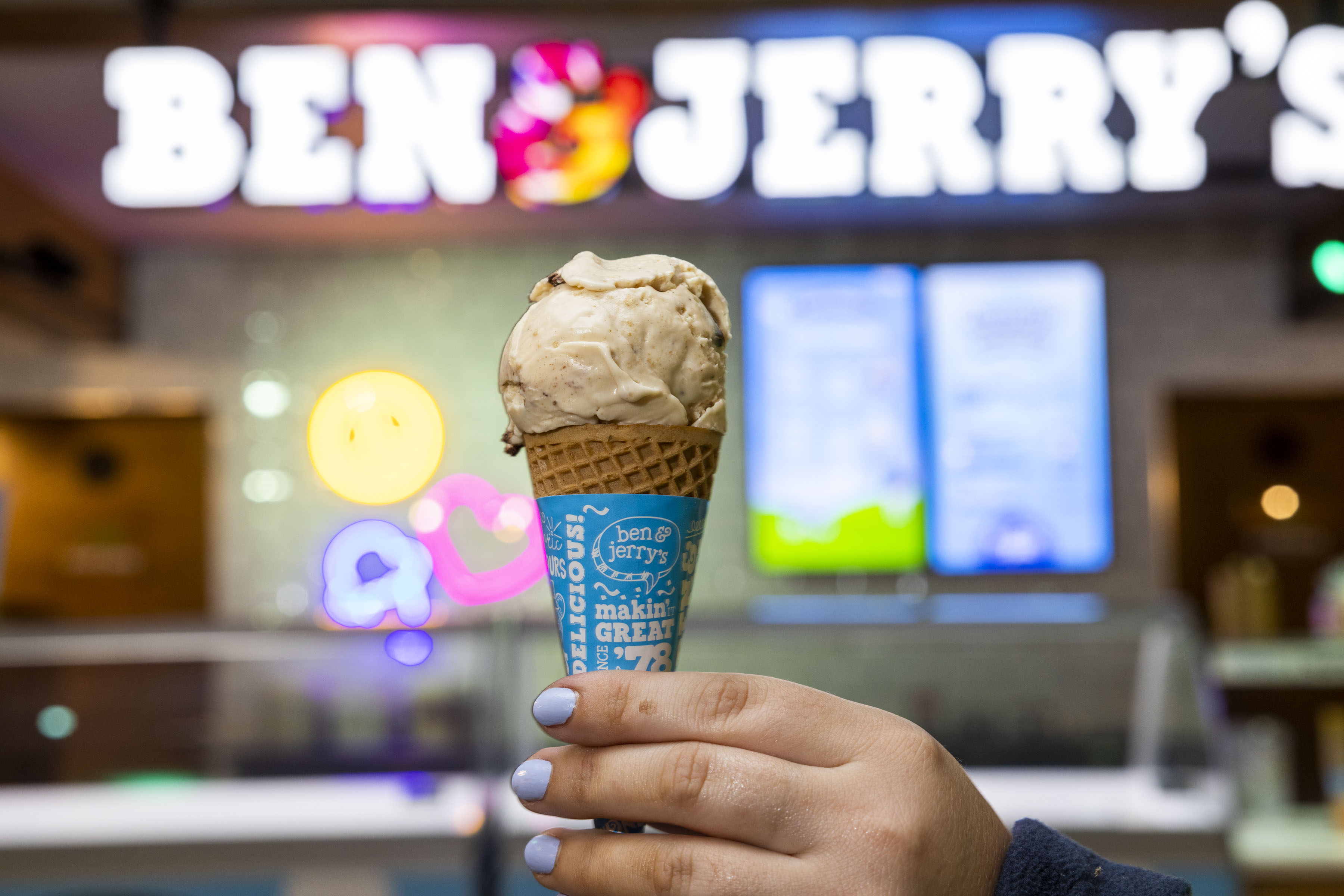 a Ben & Jerry's ice cream cone