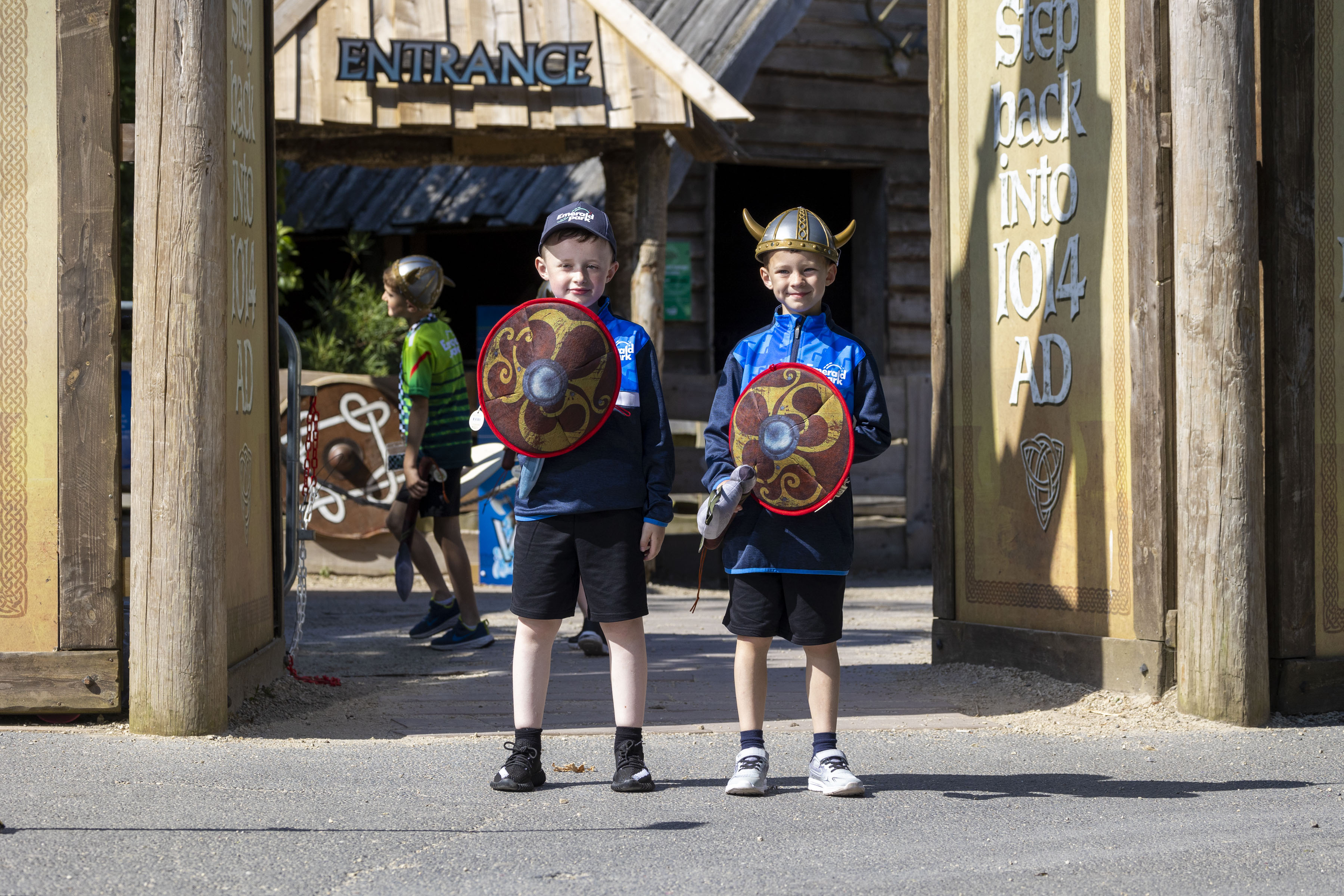 two young boys dressed up as Vikings